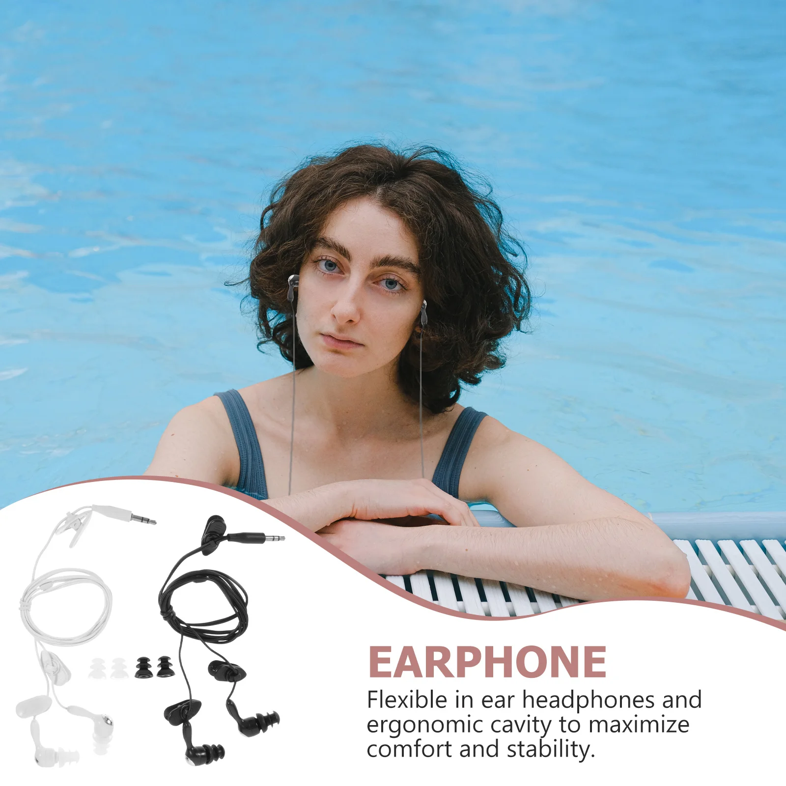 

2Pcs Waterproof Earphones Swimming Ear Plugs Underwater Earbuds Comfortable Flexible in-Ear Protection for Water Sports Diving