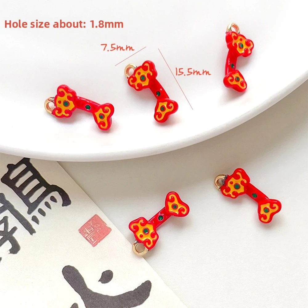 Chinese Style Red Color Family New Year Koi Lantern Ruyi Alloy Pendant DIY Jewelry Making Necklace Bracelet Accessory Materials
