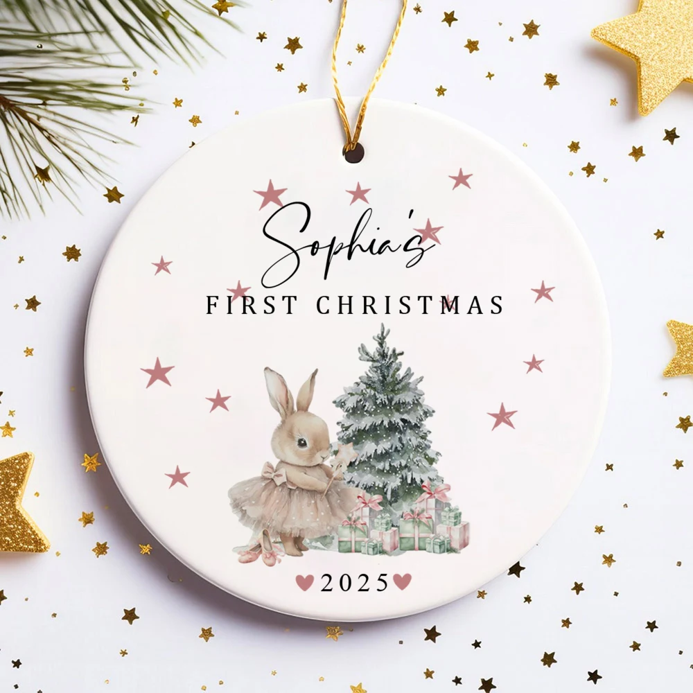 Baby Girl First Christmas Ornament Personalised Christmas Bauble Keepsake Custom Babies1st Xmas Decoration New Baby Gift
