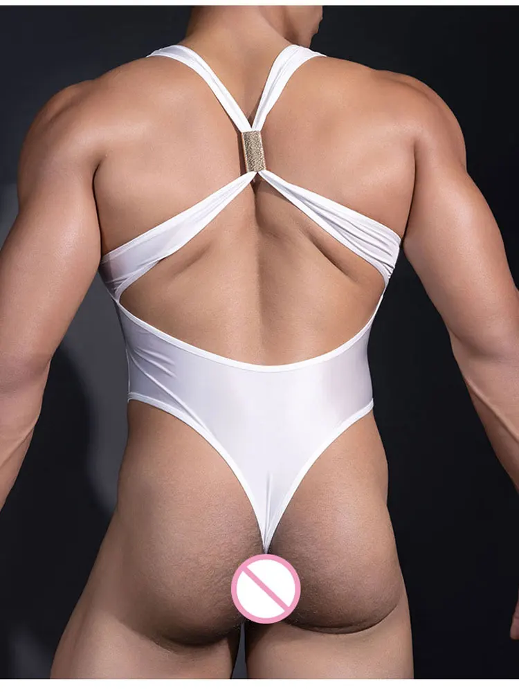 

Мужские стринги с высоким вырезом, боди, топы с перекрестной спиной, сексуальные открытые колготки без рукавов, эластичные формирующие мужские блестящие комбинезоны, дышащие