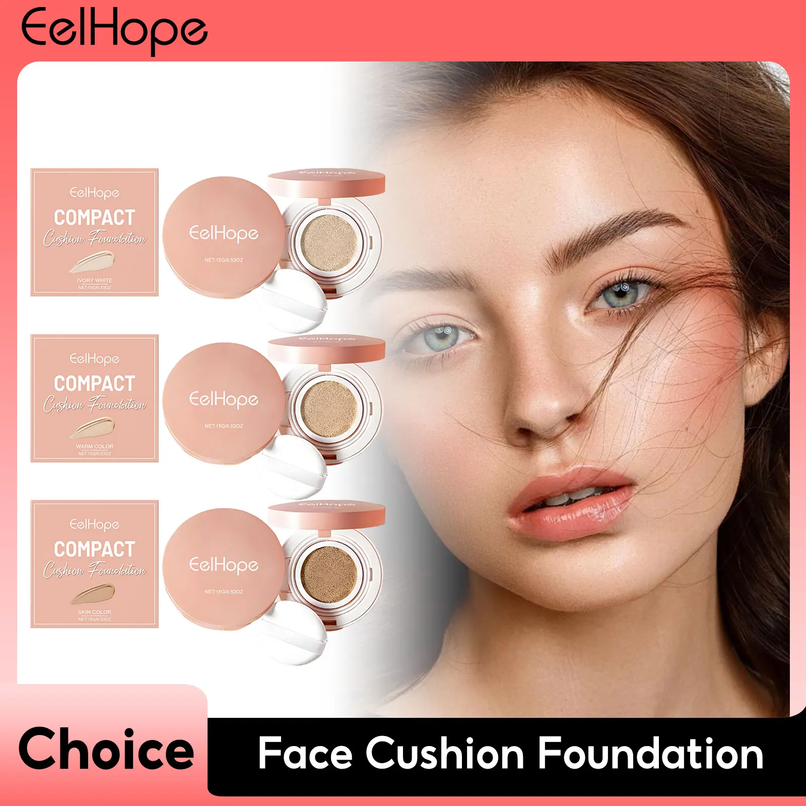 

Compact Cushion Face Foundation Full Coverage Concealer Natural Long-lasting Makeup Modifying Dullness Waterproof Base Cosmetics