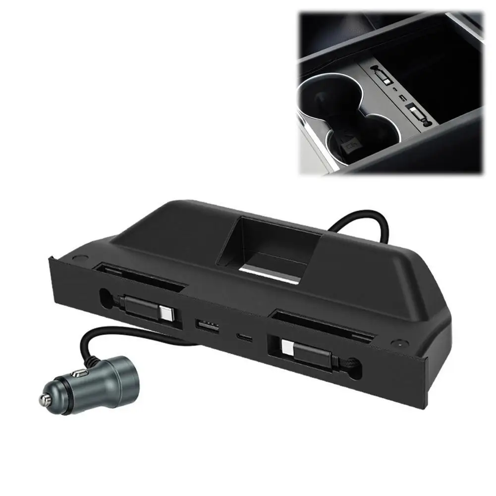 Hidden Center Console USB HUB For Tesla And Y Central Console Expansion Dock Set Fast Charging Charge