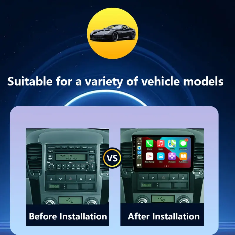 Wireless CarPlay Car Radio Video Audio Multimedia Player for Kia Sorento BL 2002 - 2011 DSP Stereo GPS Navigation Split Screen