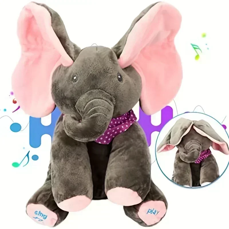 2024 New Hide-and-seek Elephant Plush Toy Baby Hide-and-seek Game Toy Singing Interactive Musical Toys Gifts