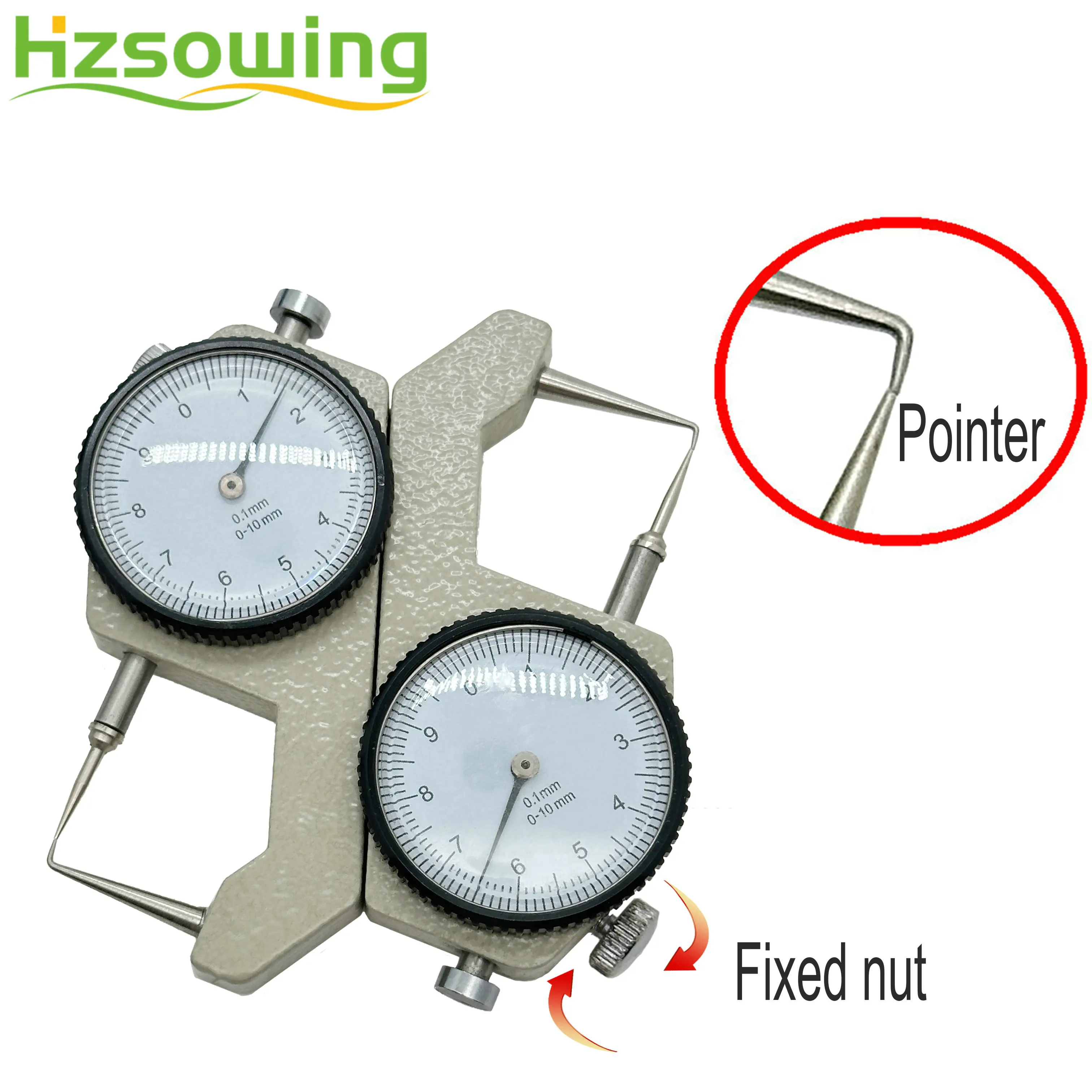 

0 to 10mm Range Measuring Tool 0.05mm Resolution Round Dial Thickness Gauge Portable Compatible with Leather Cloth