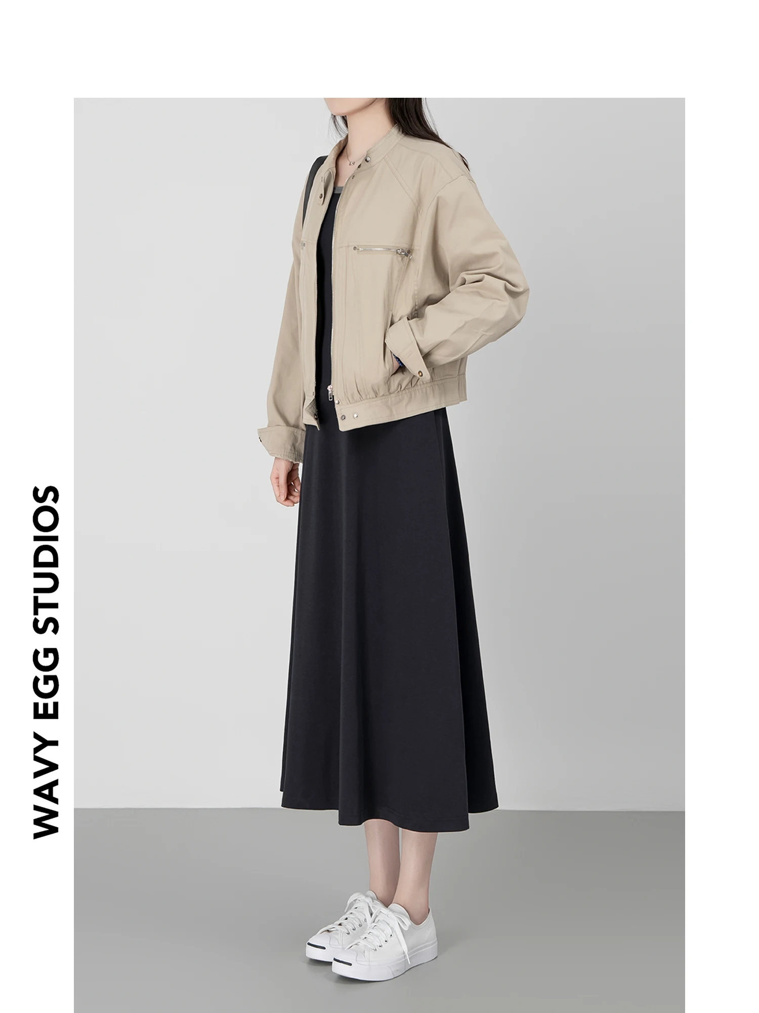 

Женское рабочее пальто Wavy Egg в американском стиле с дизайнерским принтом Wave Egg, на молнии, длинное, для женщин, от US Harlandon