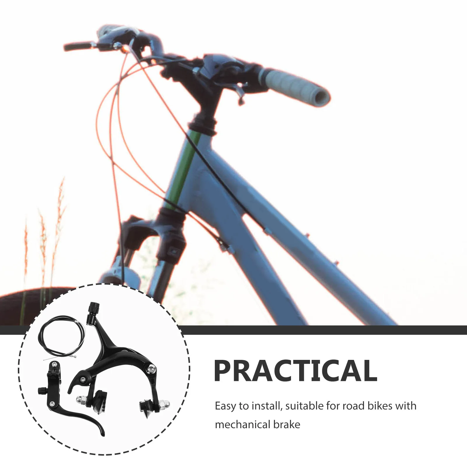 

C Shape Clamp Front Brake Set Road Bike Professional Black Durable Antiaging Wearresistant Tough Grooves Improve Braking