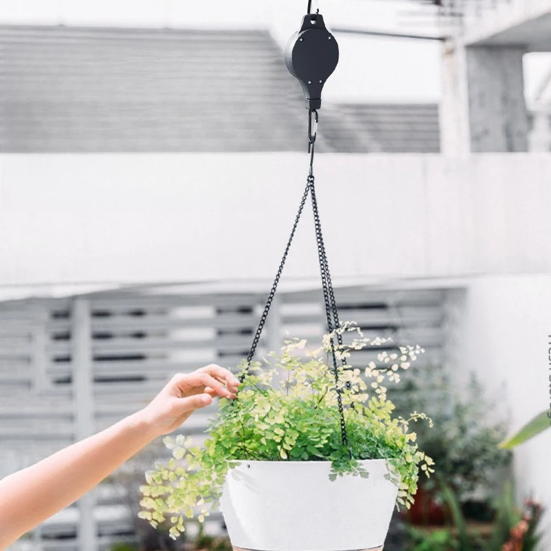1pc Plant Hook Pulley Retractable Plant Hanger Easy Reach Hanging Bird Cage Bird Feeder Planter Hooks Home Hanging Tools