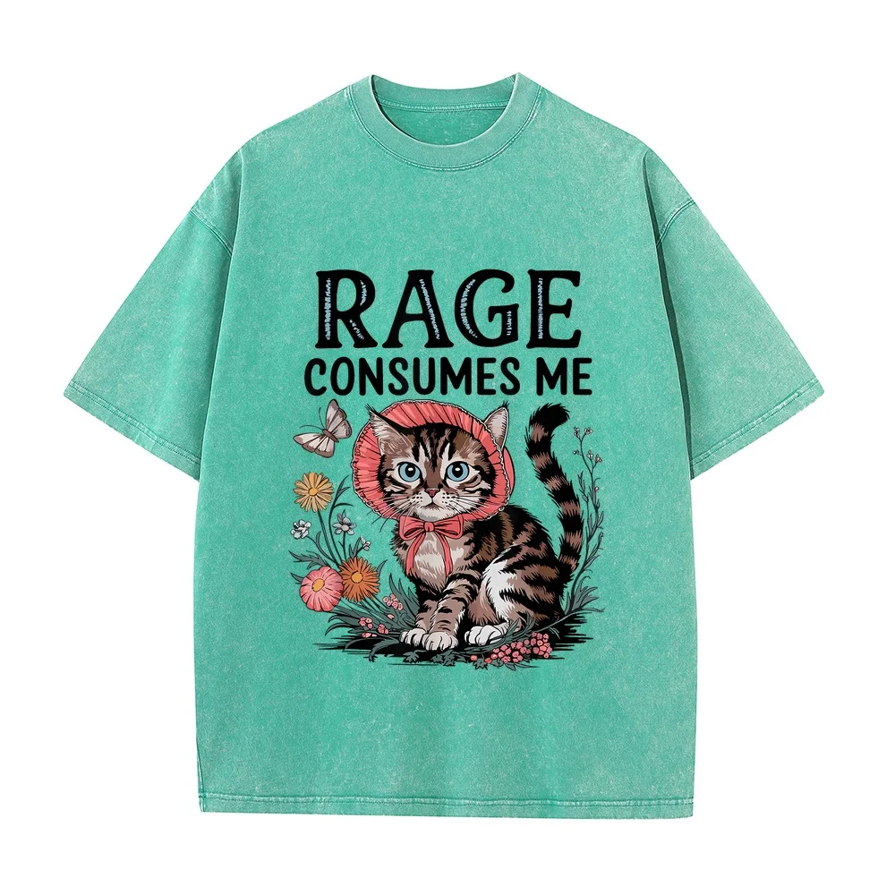 Rage Consumes Me Funny Cat Meme T-Shirt Men's Shirts Original T-Shirts Luxury Brand Gift 100 Cotton Text Print Unisex Men Tee T