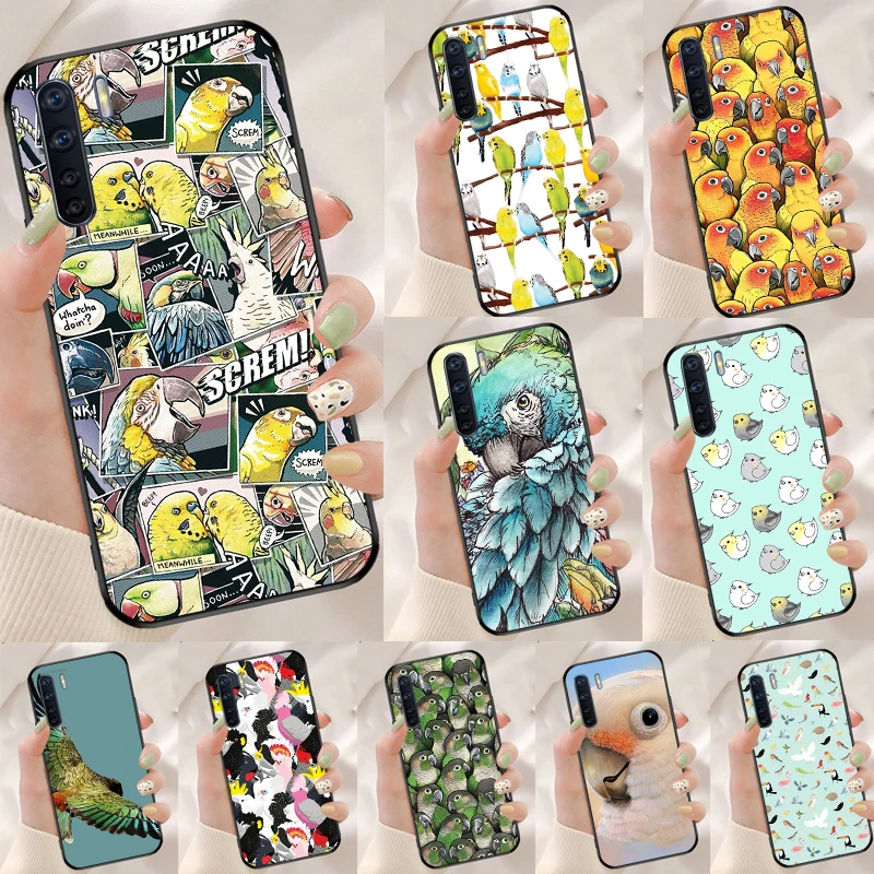 Animal Parrot Bird Case For OPPO A96 A76 A77 A78 A74 A94 A5 A9 A31 A53 A52 A72 A91 A93 A15 A16 A17 A57s A54s