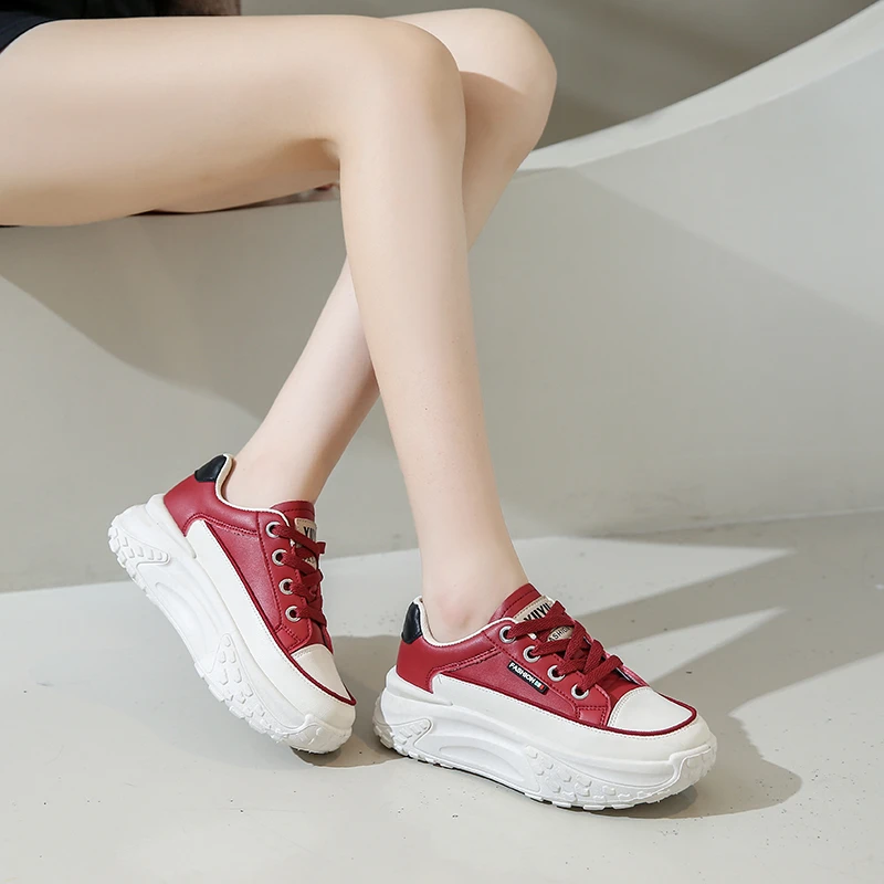 Autumn New Women's Increase Height Platform Shoes Fashion Lace Up Low Top Sneakers for Women Outdoor Female Casual Running Shoes