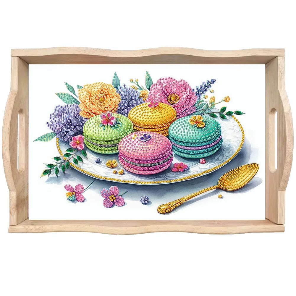

Деревянный поднос для алмазной вышивки 5D с цветным узором и ручкой, для декора столешниц