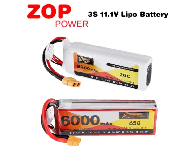 ZOP Power 3S 11.1V 1000 1400 1500 1800 2200 2700 2800 3500 4000 4200 5000 6000mAh Lipo Battery W/ T/XT60 Plug for RC Car Drone