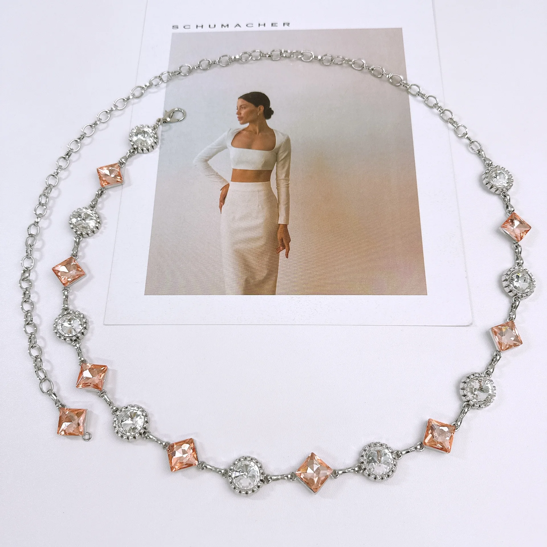 Elegante edelsteen taille ketting met diamanten ingelegde jurk decoratieve damesriem modieuze lente en zomer body chain sieraden