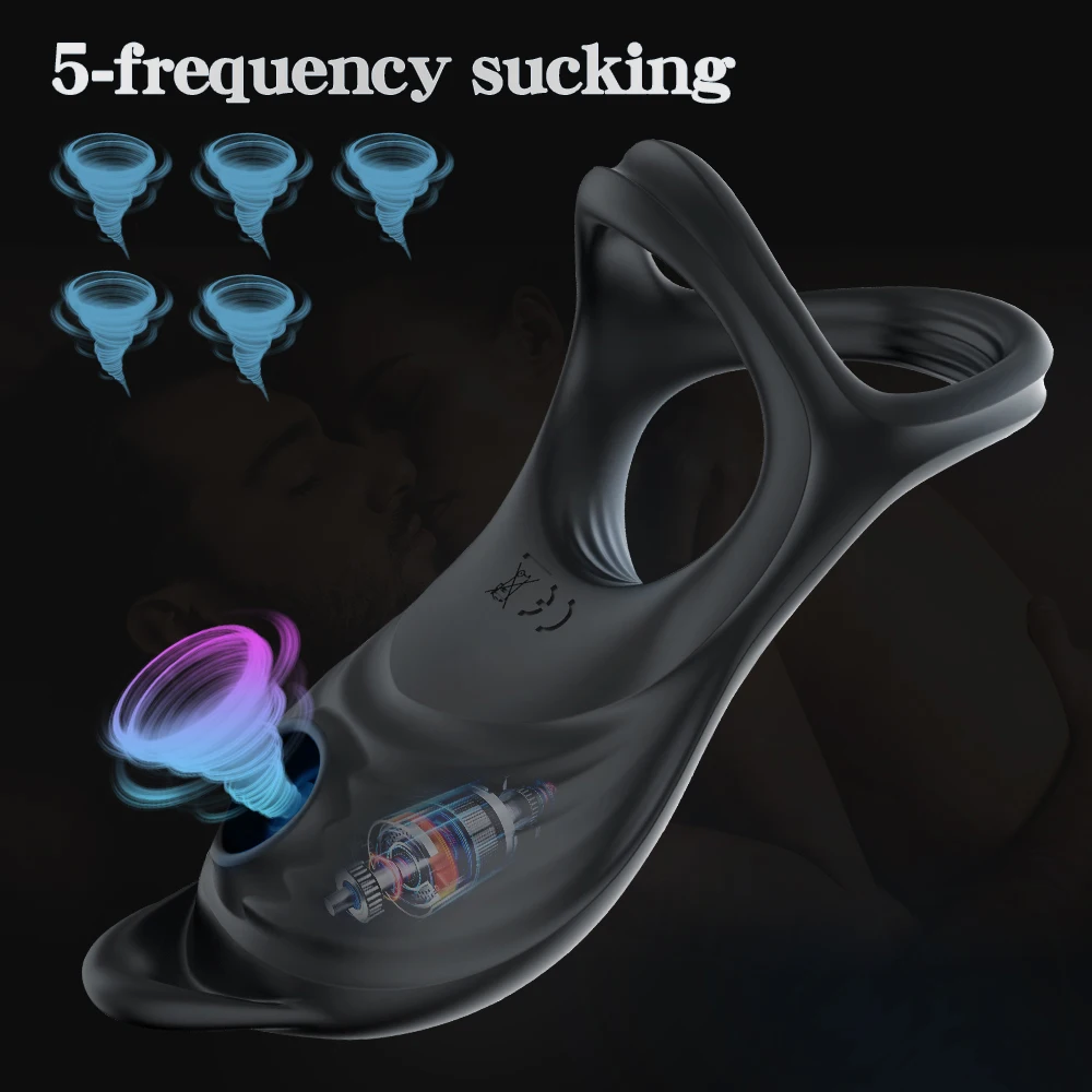 Remote Control Penis Ring Vibrator for Adult Sucking Licking Clitoris Stimulator Cock Ring Enlargement Sex Toy for Man & Couples