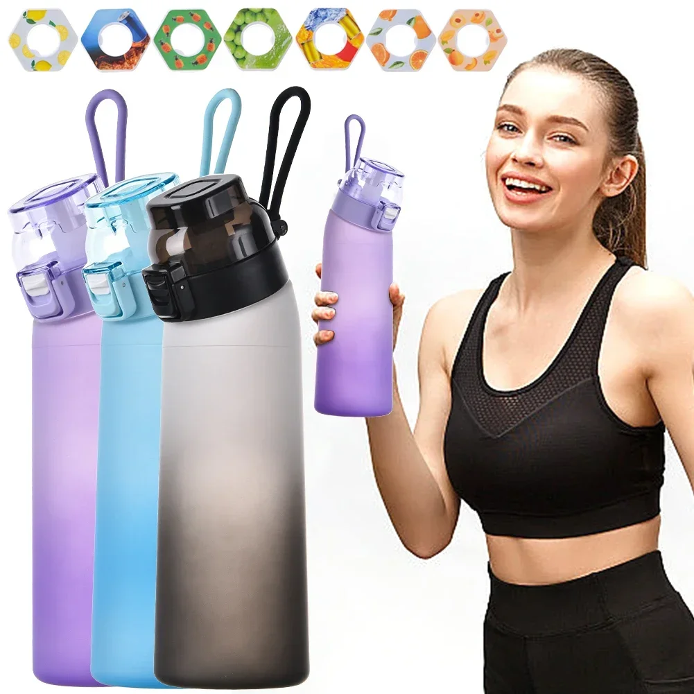 650ML Scent Flavored Water Bottle Leak-Proof with 7 Flavor Pods Air Water Up Bottle Portable for Travel Climbing Hiking