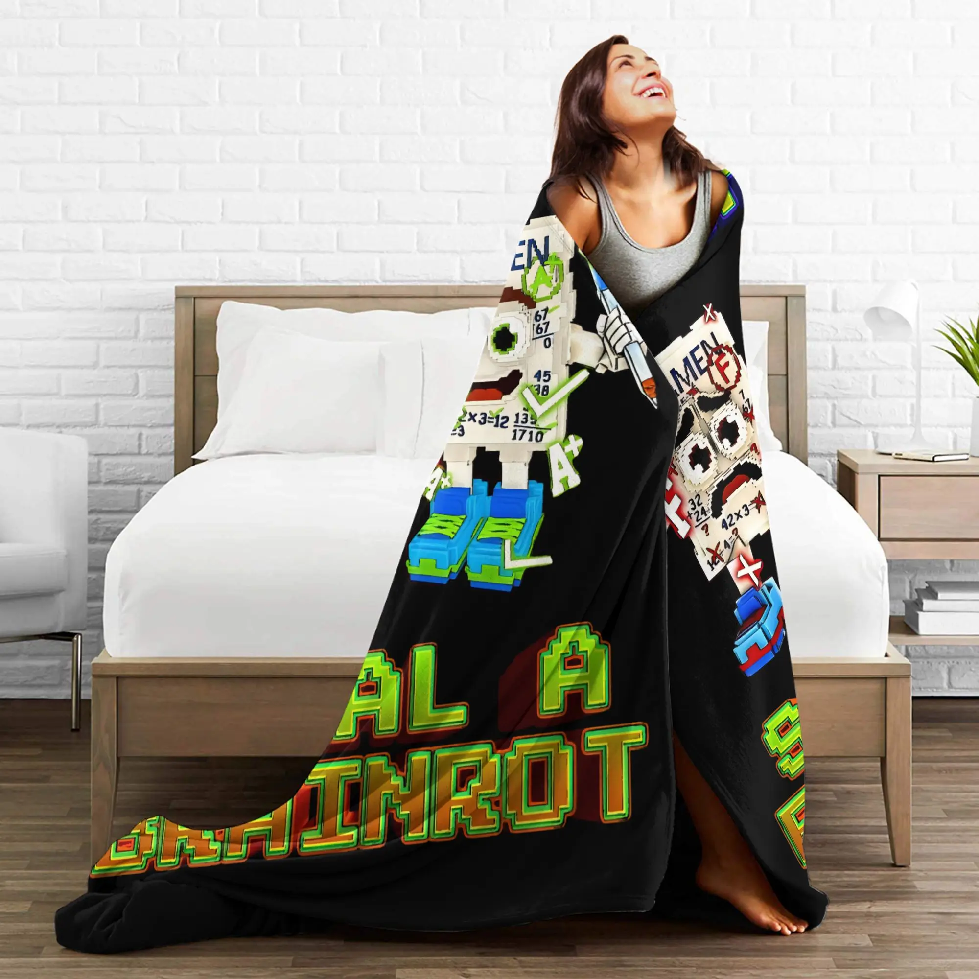 Bruh Yess Noo My Examen Brainrot سرقة بطانيات Brainrot الصوف متعددة الوظائف سوبر لينة رمي بطانية للمفارش السرير