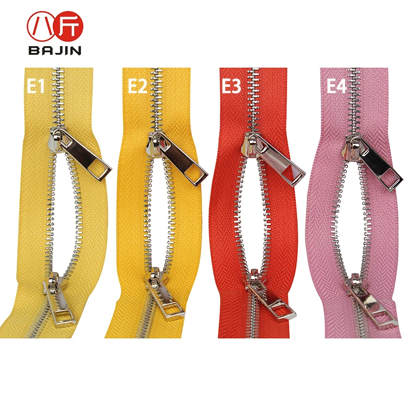 3#5#high grade double sliders copper chain teeth silver zipper yellow golden orange pink fuchsia purple 2 ways directions zipper