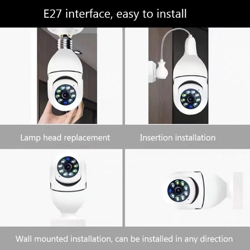 E27 Surveillance Camera Full Color Night Vision Automatic Human Tracking HD Zoom Family Security Monitor Protector Wifi Camera images - 6