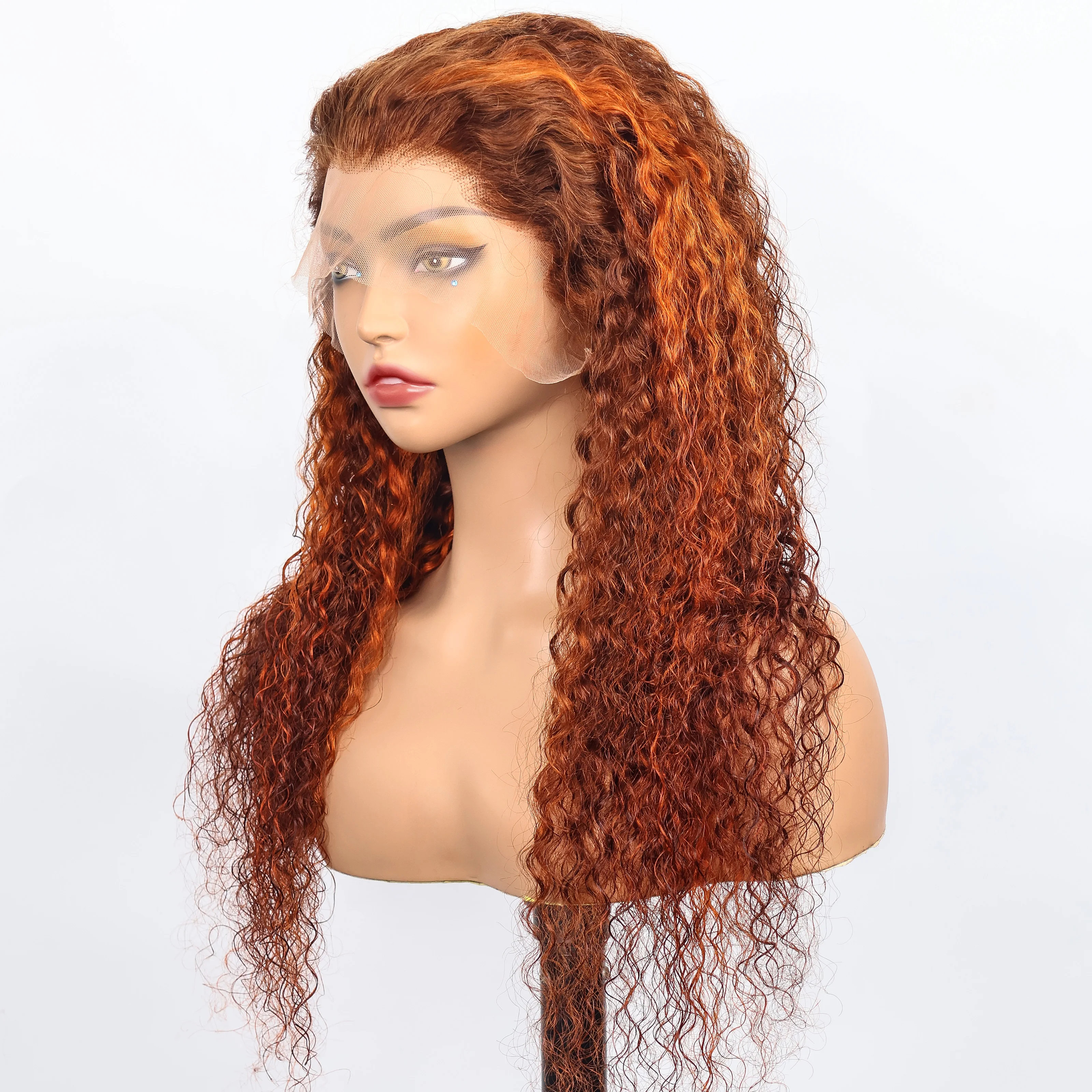 

4/350 Highlight Curly Wigs 30 36Inch Water Wave Brown Orange Ginger Human Hair Wig 13x6 Lace Frontal Human Hair Wigs 200 Density