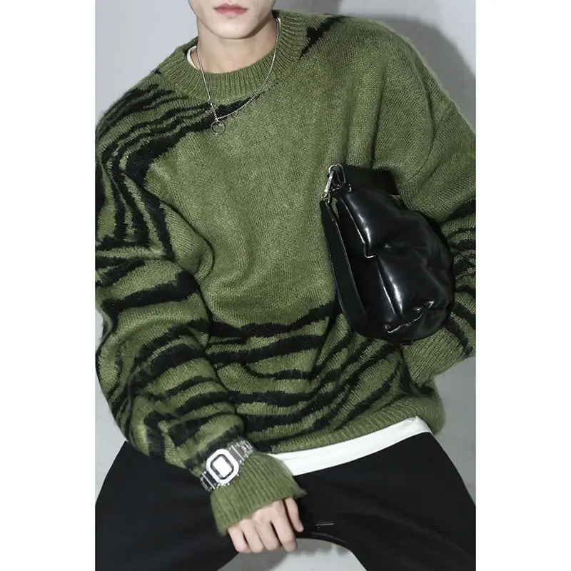 

Trendy Ins American Style Military Green Long-sleeved Celebrity Sweater Popular Men Women Personalized Knitted Street Y2K Tops