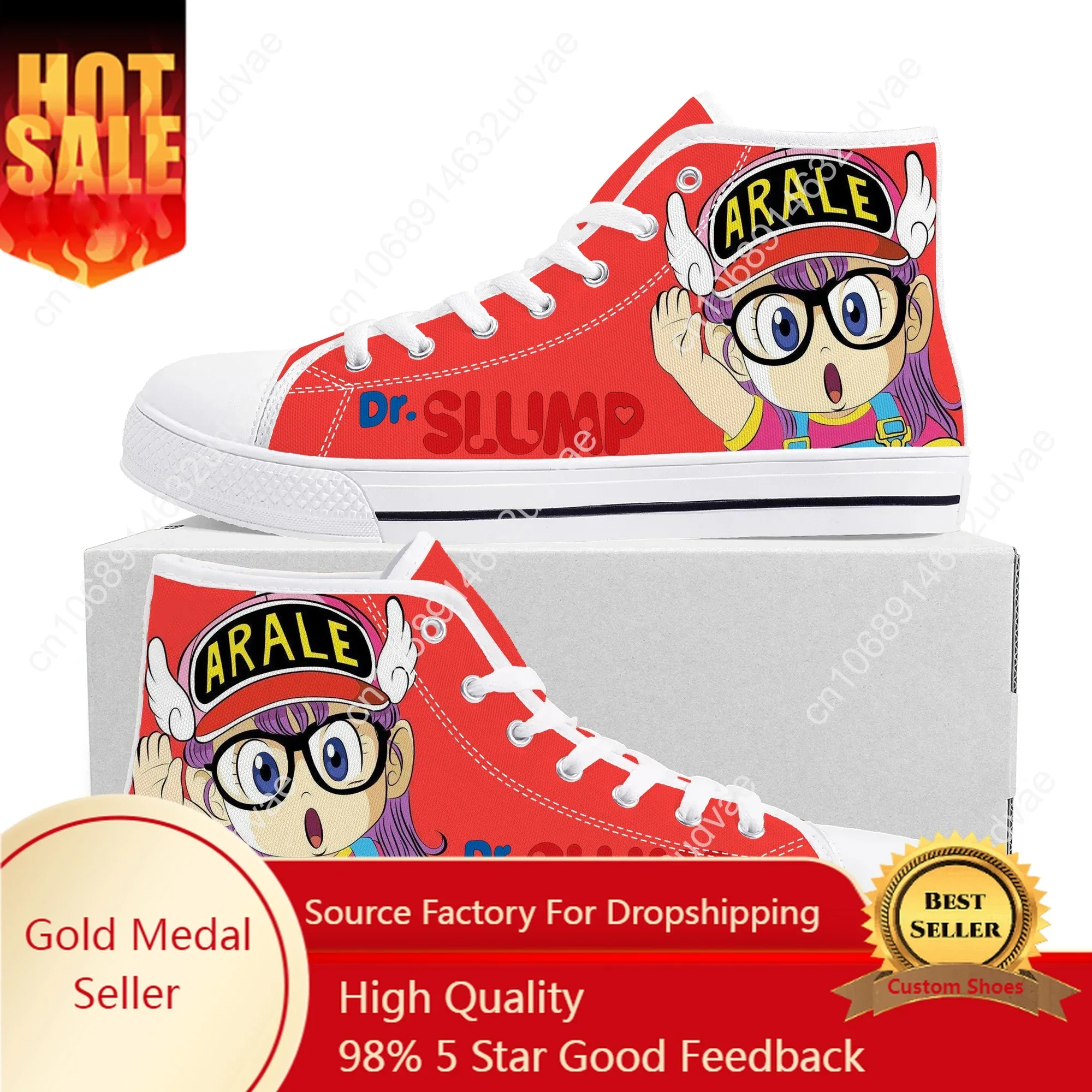 

Anime Cartoon A-Arale Dr Slump High Top Sneakers High Quality Mens Women Teenager Canvas Sneaker Casual Couple Shoes Custom Shoe