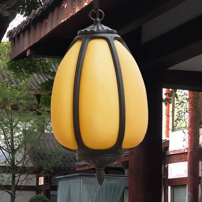 Pumpkin chandelier outdoor waterproof garden light corridor pavilion courtyard chandelier Chinese zen light