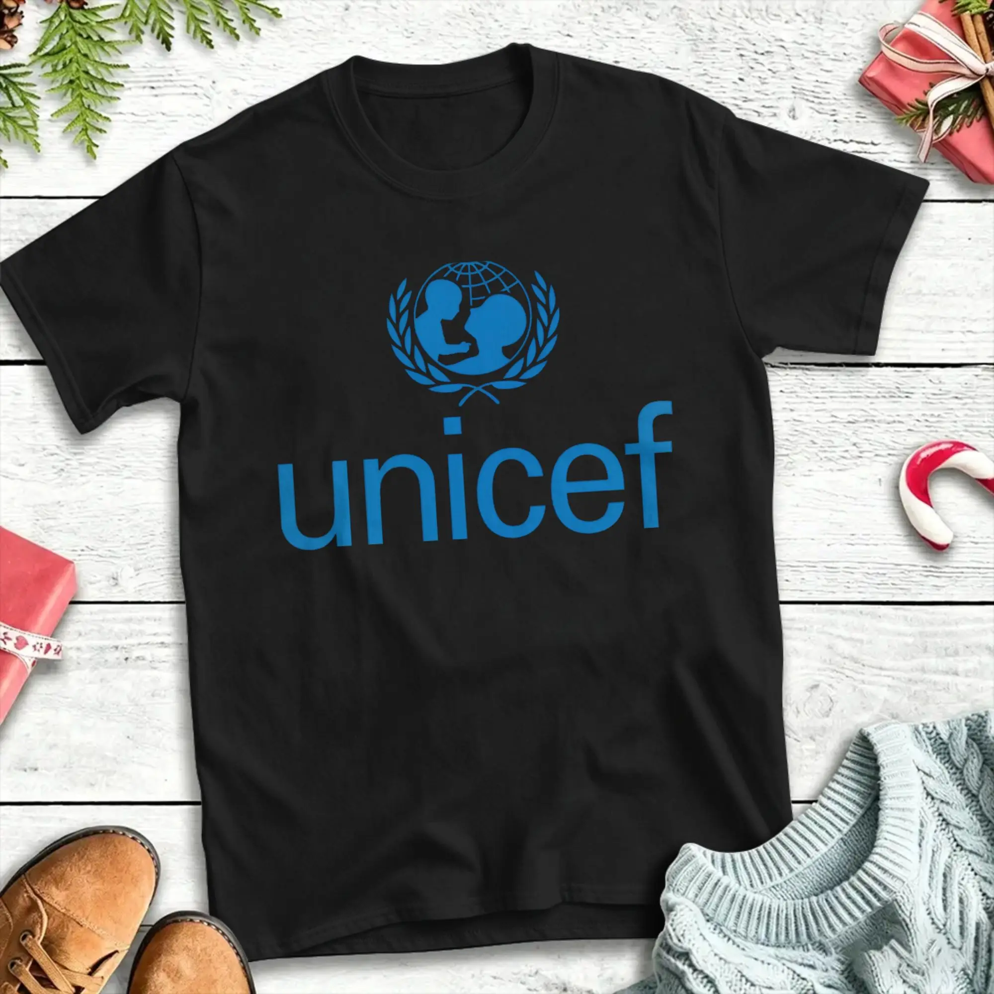 T-shirt d'été vintage en pur coton pour hommes, vêtements décontractés, équipe de bénévoles de la charité Unicef