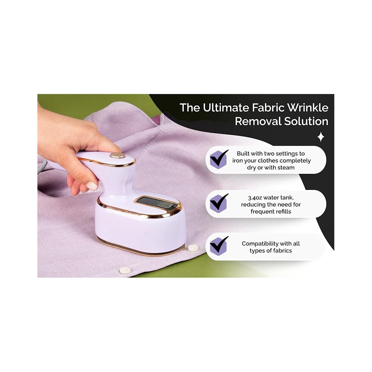 Ferro portátil e vaporizador para roupas, vaporizador de viagem portátil, vaporizador de vestuário, removedor de rugas, plugue UE, 2 em 1, 1pc