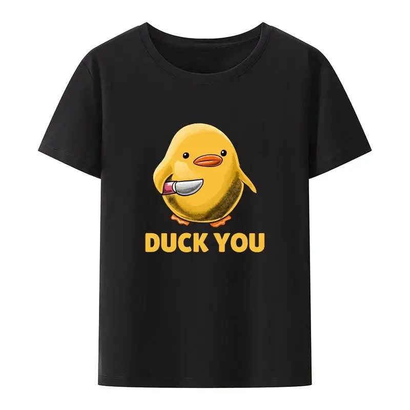 Funny Dont Duck with Me Cotton T Shirt Female Clothing Summer Comfortable Top Y2k Trend Leisure Unisex Hip-hop Short Sleeve Tee