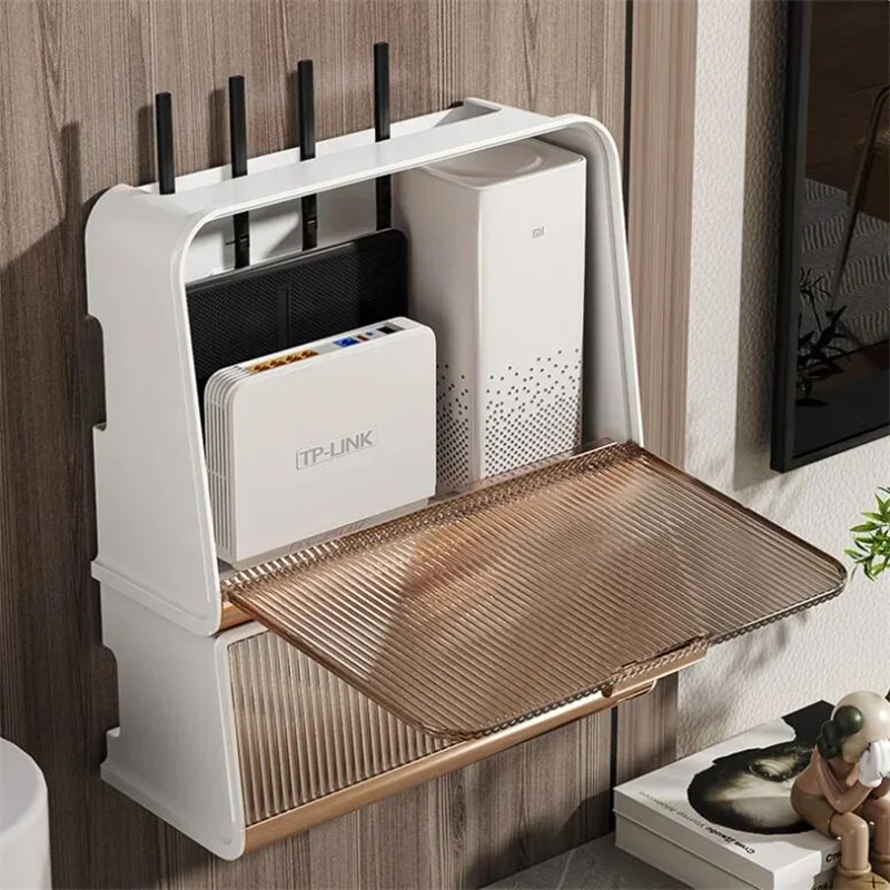 Wall Hanging Wireless Wifi Router Shelf Storage Box Wire Cable Storage Case Cable Power Bracket Home Office Plug Board Organizer