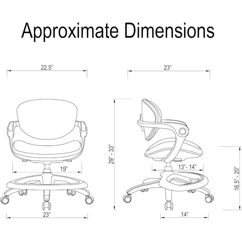 Kids Ergonomic Desk Chair with Adjustable Cushioned Seat and Back, 360° Swivel with Leg Rest Locking Casters and Removable