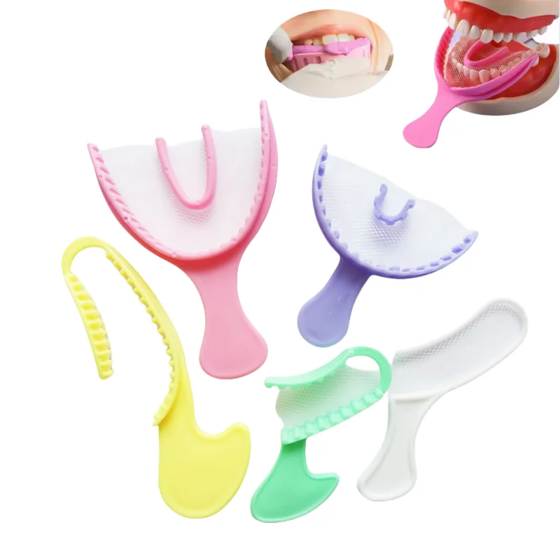 Dental Bite Registration Trays Impression Tray Mold with Net Disposable Plastic Teeth Holder Dentist Oral Care Tools Colorful