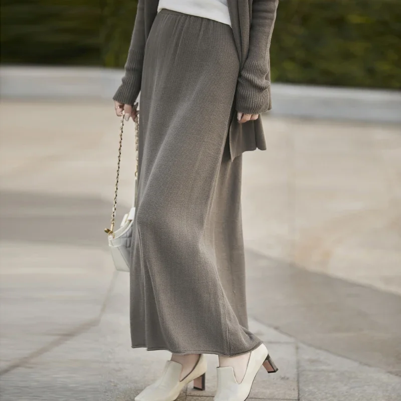 

New Sheep Wool Half Body Skirt For Women, Simple And High end Wool Skirt for Women, Solid Color Versatile A-line Skirt
