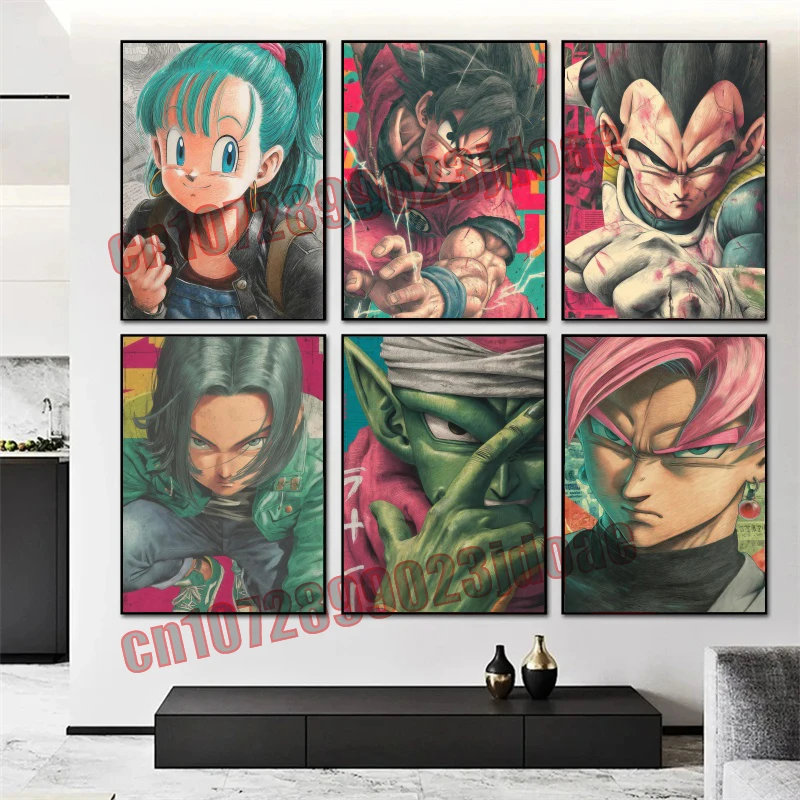 

Anime Dragon Ball Goku Vegeta Colorful Pencil Drawing Art Style Illustration Poster Colorful Printing Canvas Drawing Best Gift