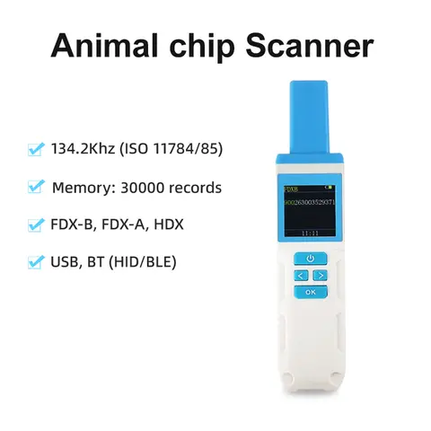 Animal Chip Scanner HDX FDX-B FDX-A 134.2Khz Pet RFID Animal Tag Reader for Cat Dog