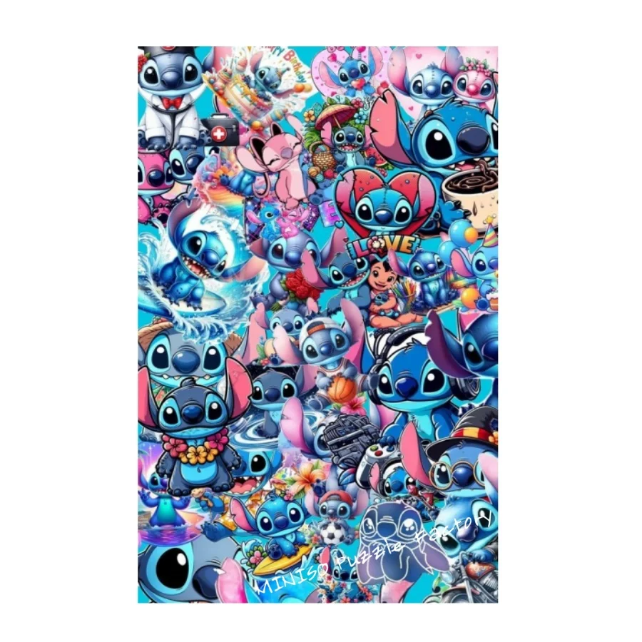 성인을위한 스티치 퍼즐 108/200/300/500/1000 Pcs 어린이 교육 장난감 디즈니 만화 캐릭터 퍼즐 퍼즐 재미있는 게임