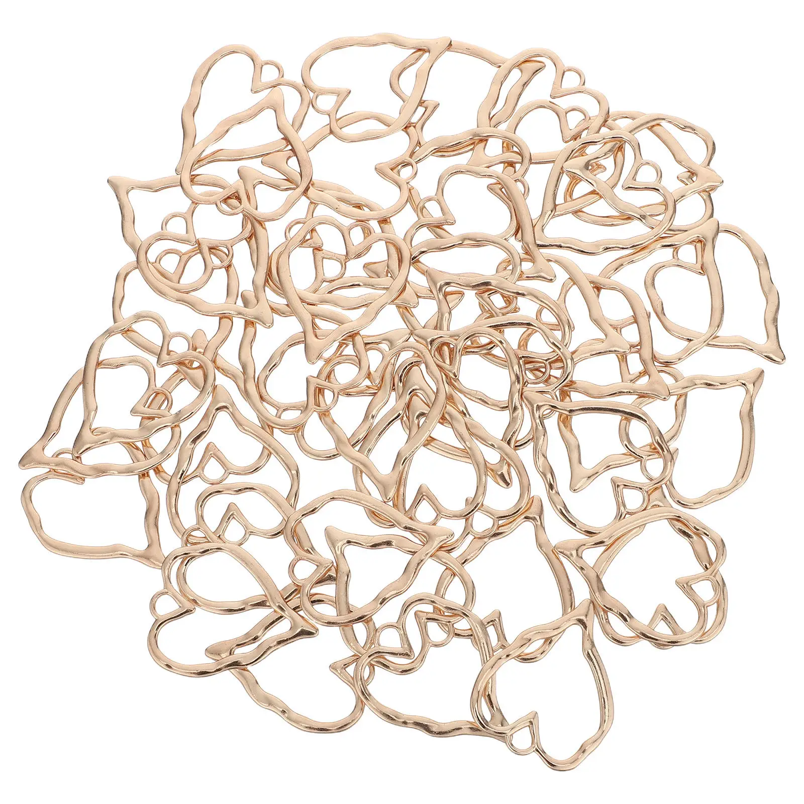 

50 шт. подвесок-сердечек с полым центром, из цинкового сплава, открытые рамки-шармы для изготовления ювелирных изделий своими руками, для ожерелий и серег