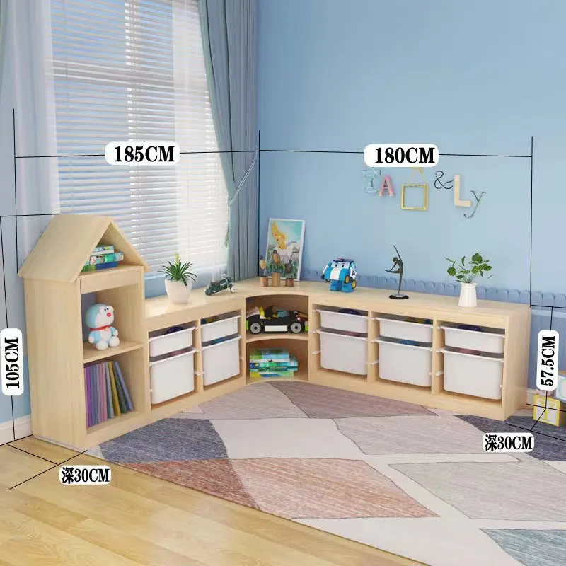 Solid wood children's toy storage rack Baby multi-layer rack finishing classification cabinet Large capacity Shufa locker