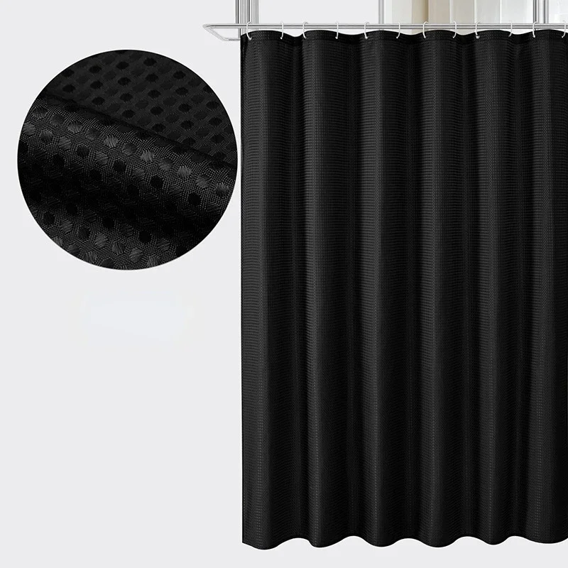 2024 Curtain Bathroom Bathroom Punch-free Shower Curtain Fabric Plain  Waterproof and Mildew-proof Polyester Shower