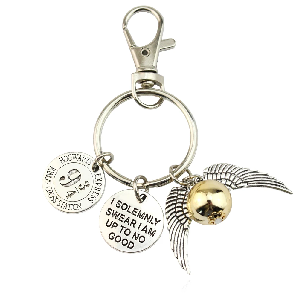 Deathly Hallows Key Chain Platform 9 and Three Quarters I Solemnly Swear Snitch Keyring Kids Toy Model Doll