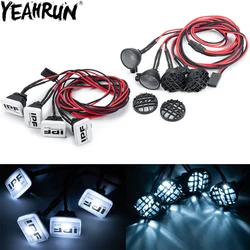 YEAHRUN 4LEDs RC Car Roof Lights Headlights Spotlight Lamp IPF Sticker for 1/10 Axial SCX10 Wraith TRX4 TRX6 TF2 Tamiya CC01 D90