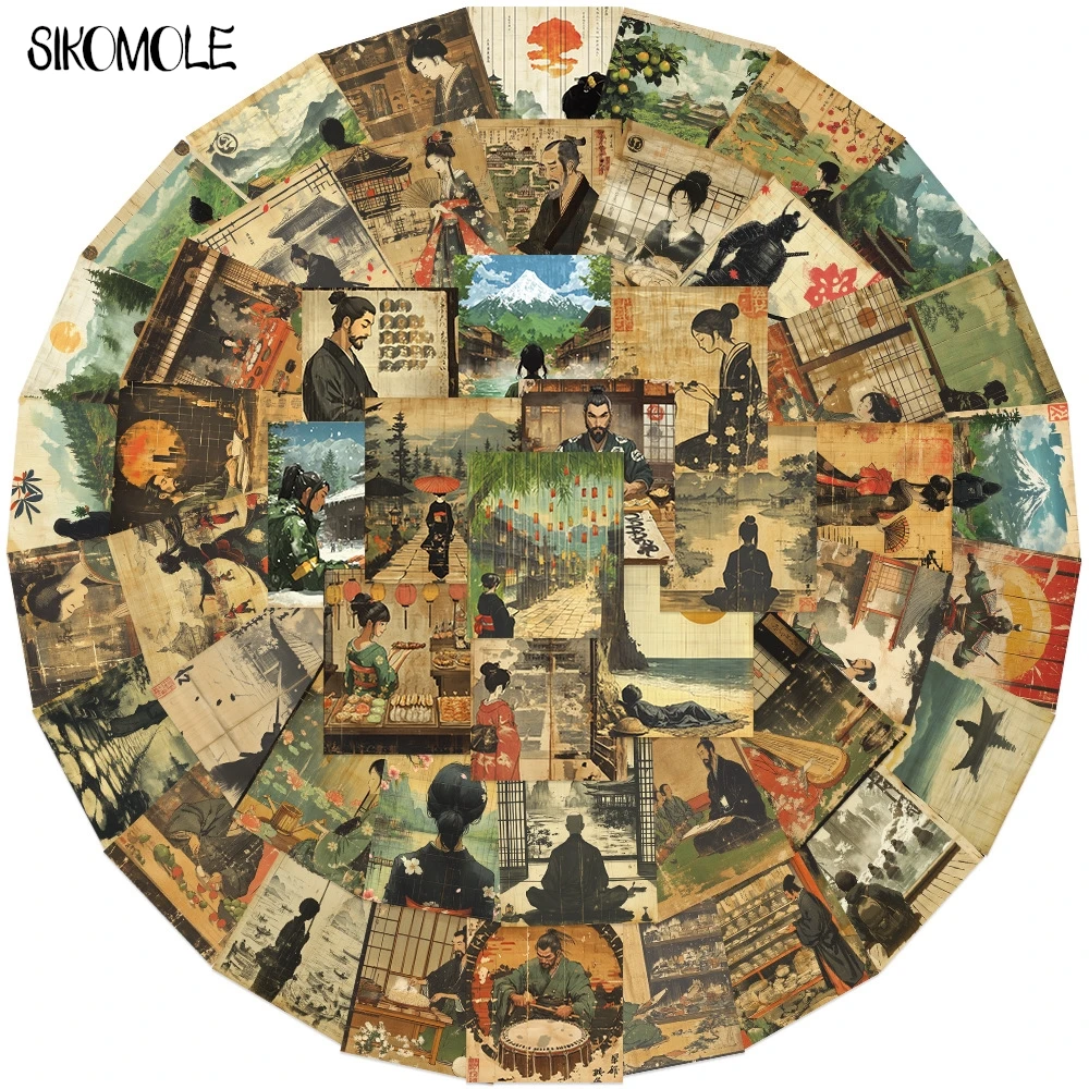 10/30/50pcs Retro Japanese Style Landscape Painting Graffiti Stickers Aesthetic Fridge Laptop Phone Diary Stationery Sticker