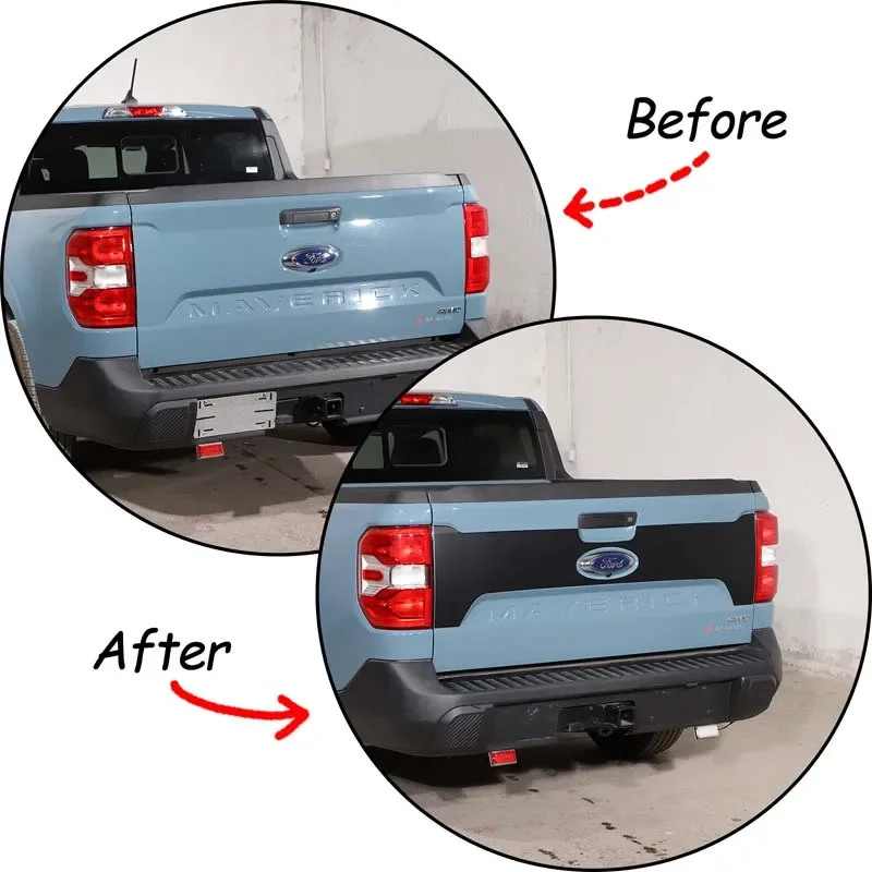 Car Tailgate Panel Logo Decoration Sticker For Ford Maverick 2022+ PVC Material Carbon Fiber Style Vinyl Appearance Modification