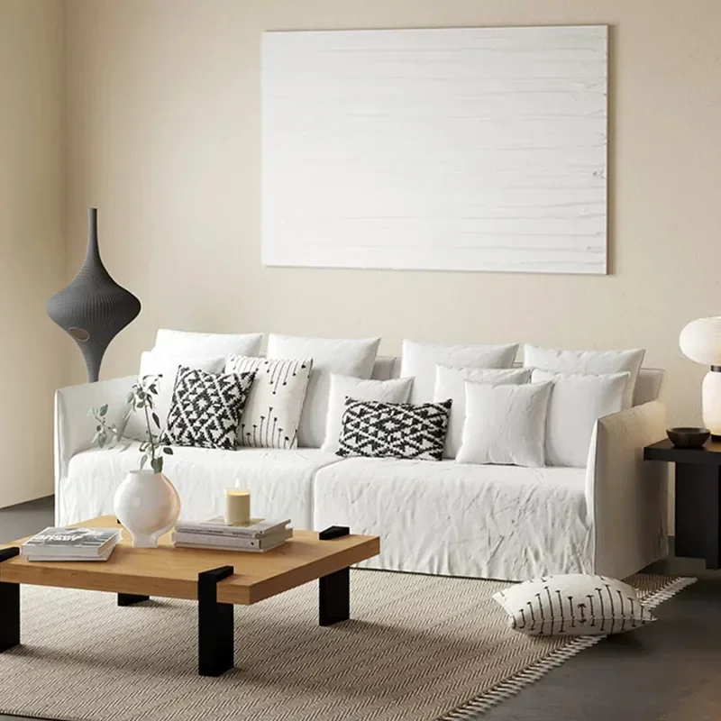 Wabi-sabi style linen four-person fabric sofa can be fully disassembled and washed Japanese-style small apartment homestay