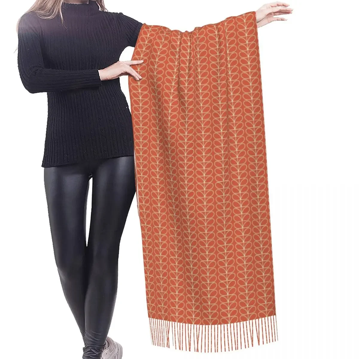 Custom Linear Stem Tomato Orla Kiely Scarf Wrap Women Long Winter Warm Tassel Shawl Unisex Fashion Versatile Female Scarves