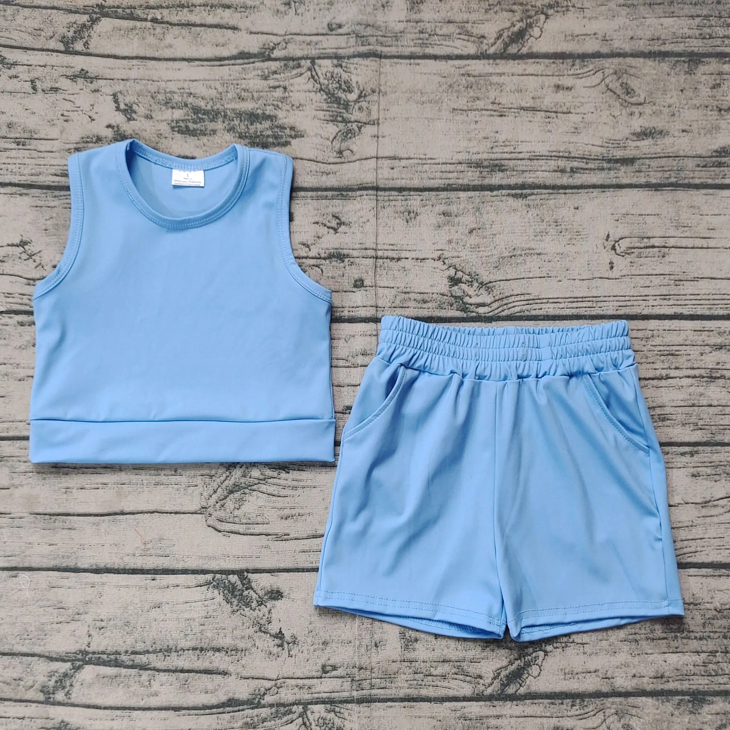 GSSO2132 pre-order baby girl clothes blue toddler girl yoga summer outfit-real pic