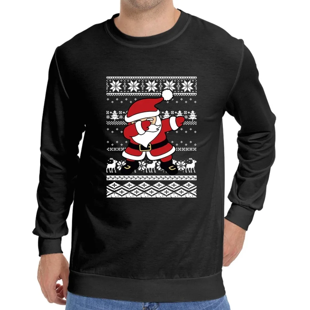 Santa Claus Men Christmas Graphic Sweatshirts Xmas Elk 3D Print Pullover Family Matching Sweatshirt Holiday Couple Clothing