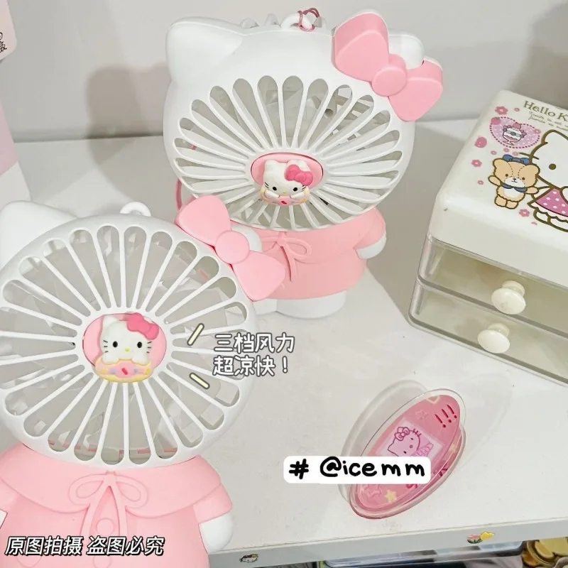 

Hello Kitty Anime Kawaii Sanrio Ins USB Handheld Rechargeable Mini Fan Cute Students Portable Silent Charging Desktop Fan Toys
