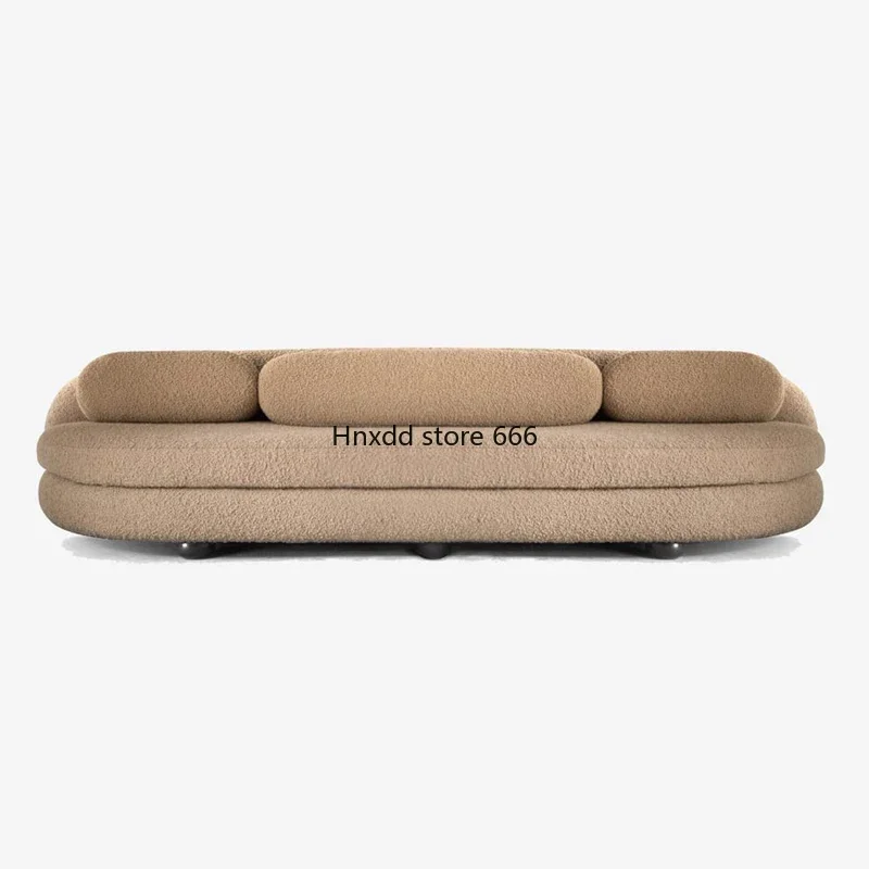 Italian curved lamb wool fabric sofa